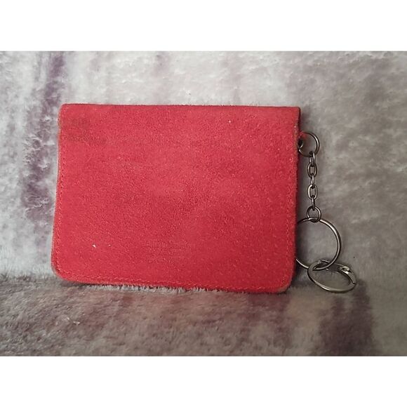VTG Lillian Vernon Red Suede Genuine Leather Card Holder Make-up Pouch Wallet - Picture 2 of 8